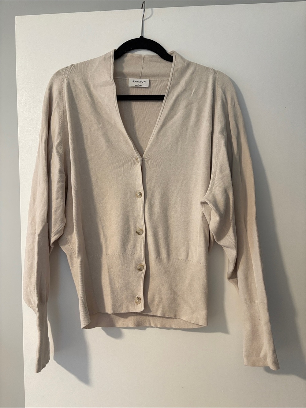 Aritzia Babaton Light Cream V-Neck Button-Front Cardigan - Picture 1 of 7